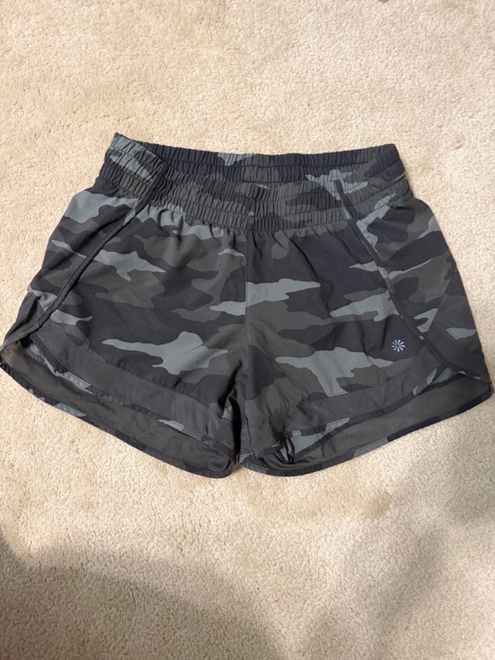 Athleta Women's Camo Running Shorts - Black/Gray